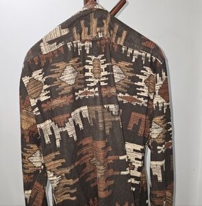 Men's Patterned Jacket - Brown and Cream